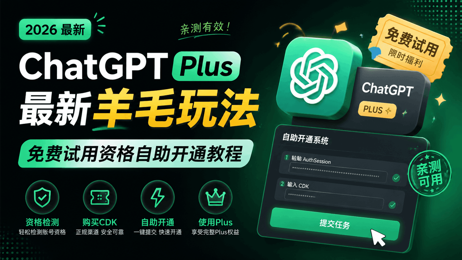 ChatGPT Plus 最新羊毛玩法：免费试用资格自助开通教程
