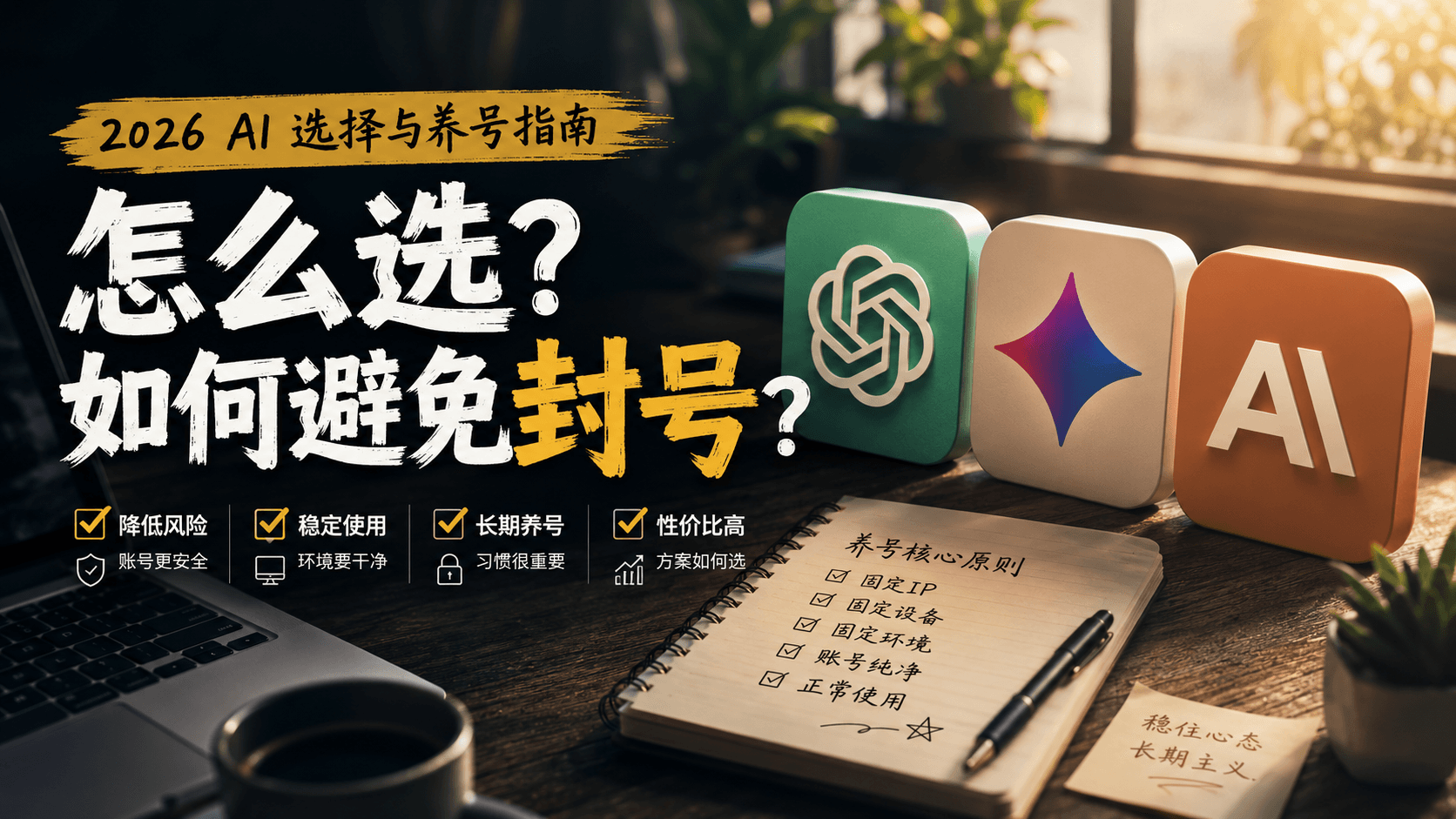 ChatGPT、Gemini、Claude 怎么选？如何避免封号？2026 AI 选择与养号指南