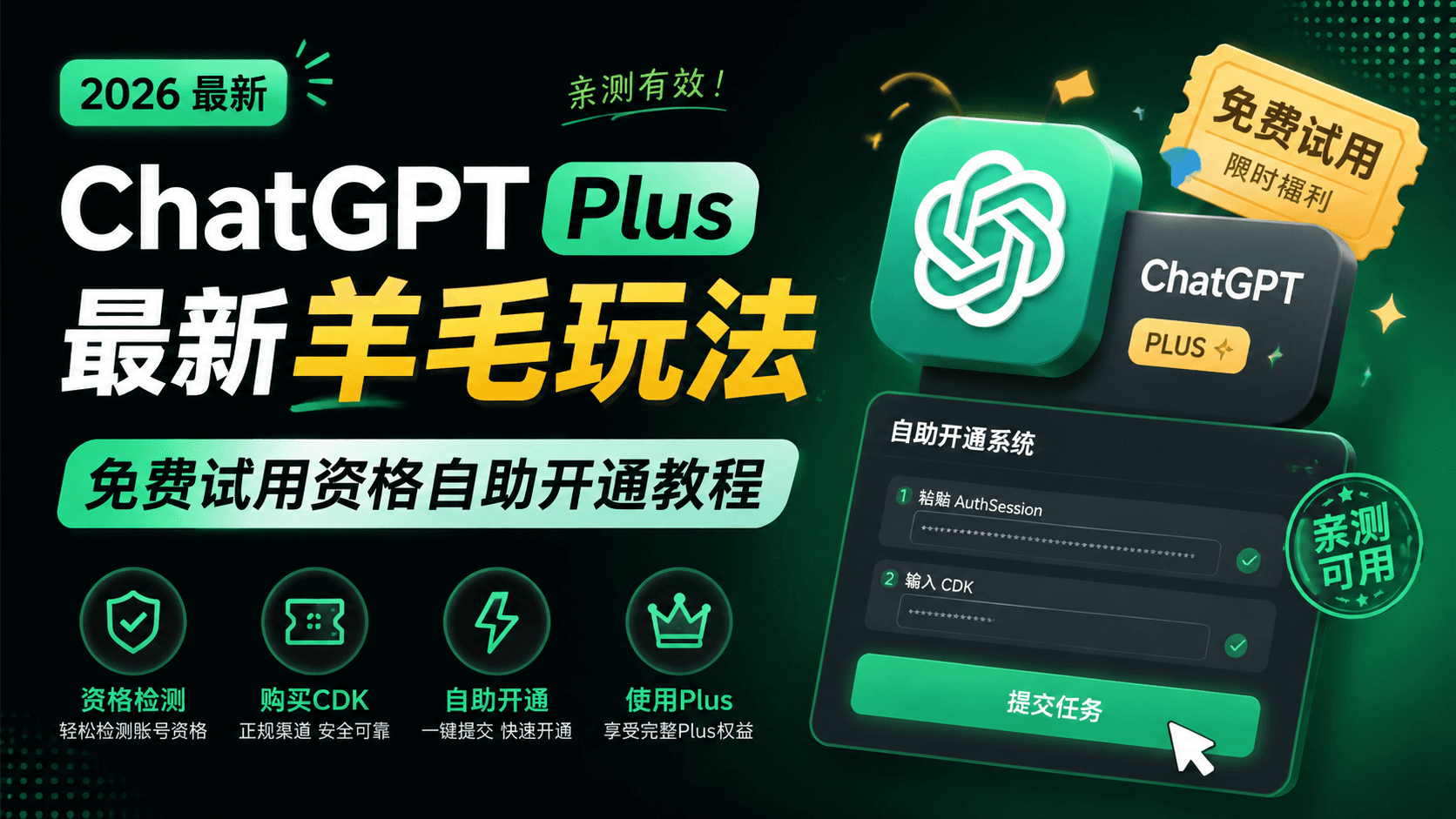 ChatGPT Plus 最新羊毛玩法：免费试用资格自助开通教程
