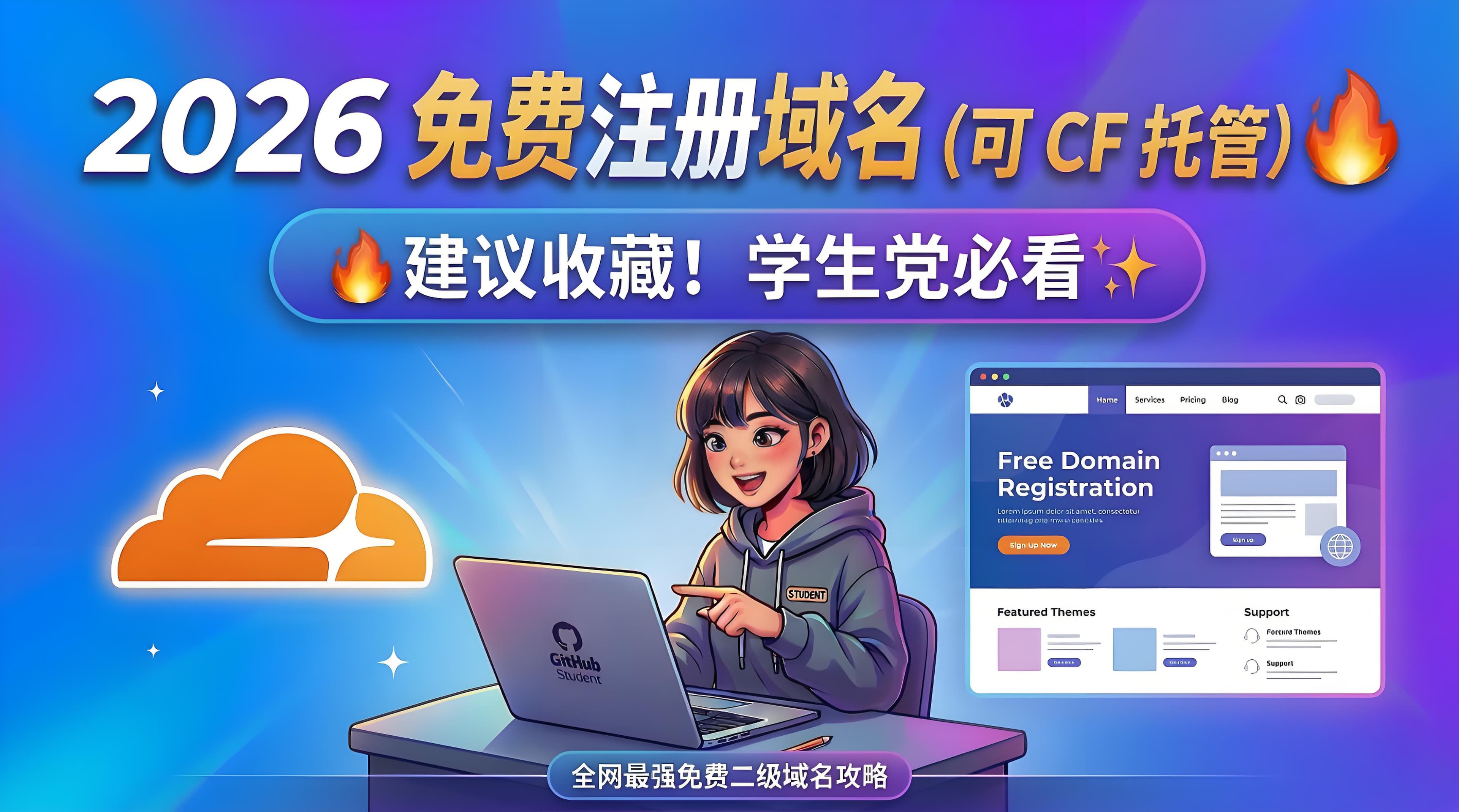 2026 免费注册域名(可 CF 托管) 🔥建议收藏!学生党必看✨